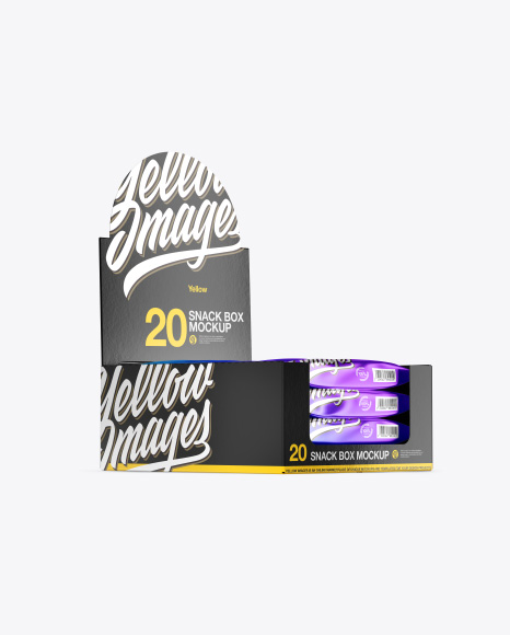 20 Metallic Snack Bars Box Mockup - Half Side View