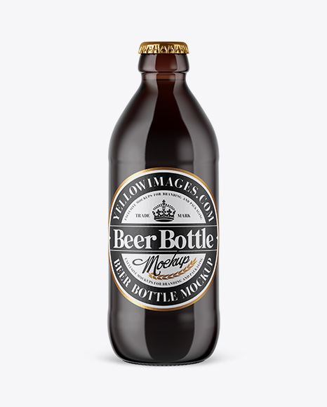 330ml Dark Amber Beer Bottle Mockup