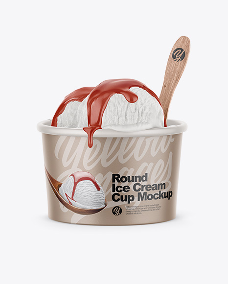 Paper Ice Cream Cup Mockup - Front View (High-Angle Shot)