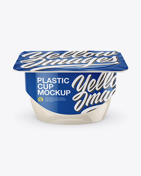 Glossy Yogurt Cup Mockup - Front View (High-Angle Shot)
