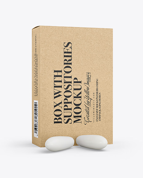 Kraft Box With Suppositories Mockup - Half Side View