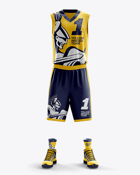 Basketball Kit w/ V-Neck Tank Top Mockup / Front View