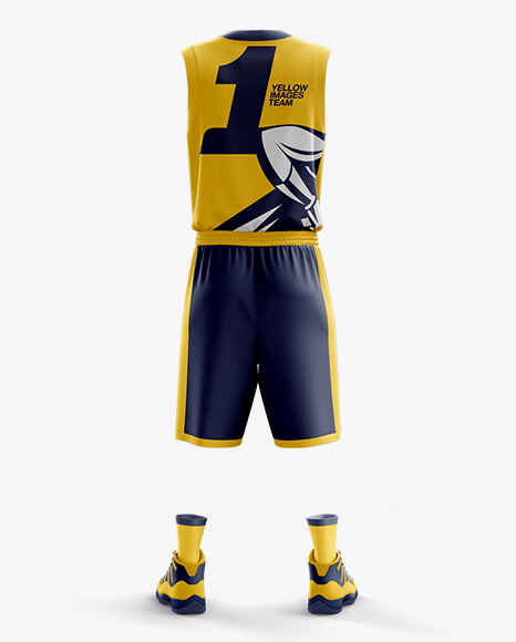 Basketball Kit w/ V-Neck Tank Top Mockup / Back View