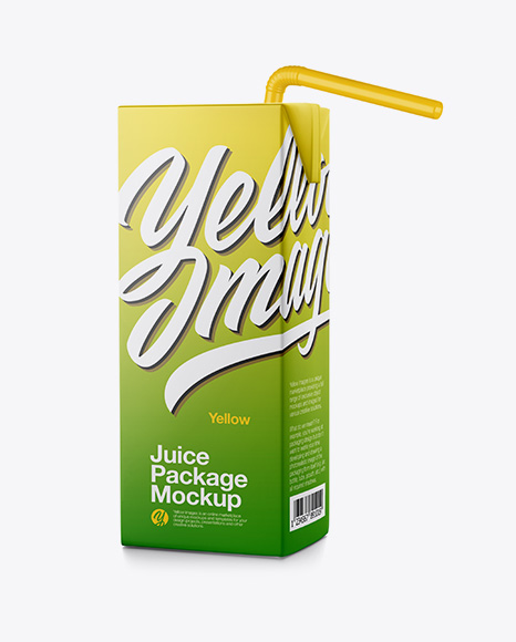 Carton Package with Straw Mockup - Half Side View