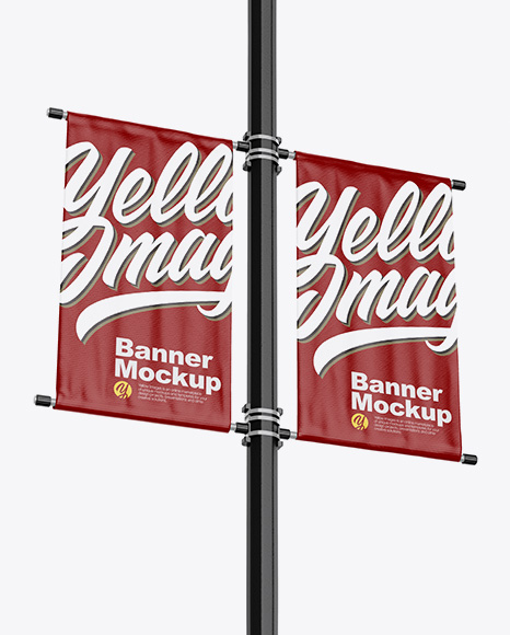 Two Glossy Banners Mockup - Half SIde View