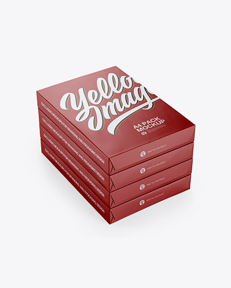 4 Matte A4 Size Paper Sheet Packs Mockup - Half Side View