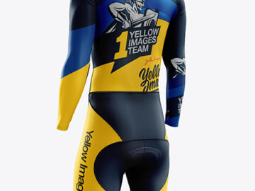 Men’s Cycling Skinsuit LS mockup (Back Right Half Side View)