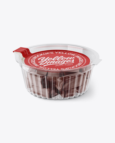 Transparent Container with Sweets Mockup - Front View (High-Angle Shot)