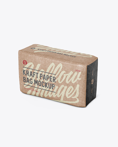 Kraft Paper Bag Mockup - Halfside View (High-Angle Shot)