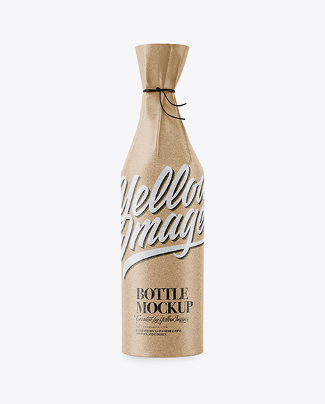 Bottle in Kraft Paper Wrap Mockup