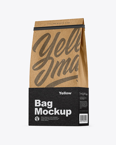 Kraft Coffee Bag With Tin-Tie Mockup - Half Side View