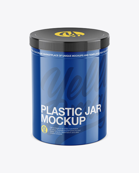 Glossy Plastic Jar Mockup - High-Angle Shot