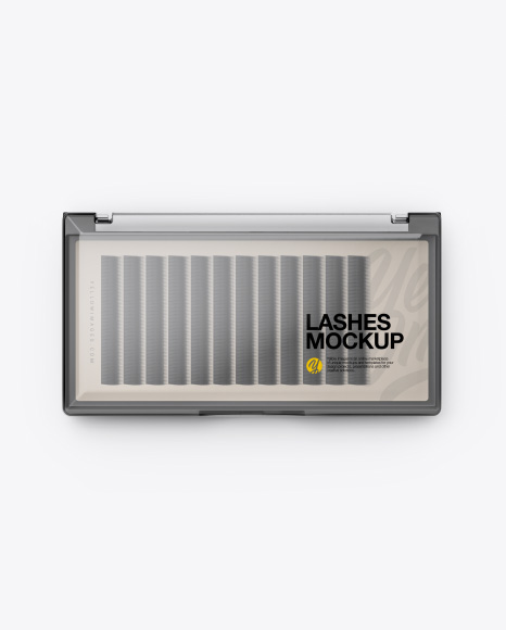 Closed Transparent Box with Lashes Mockup - Top View