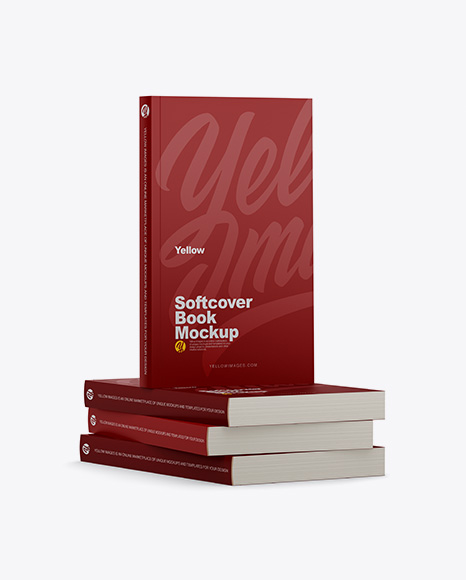 4 Matte Softcover Books Mockup - Half Side View