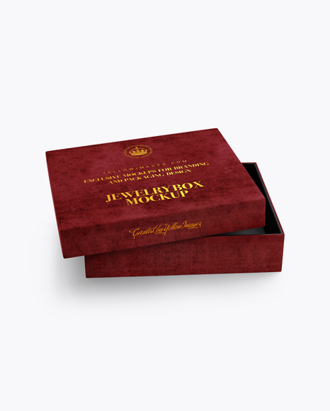 Opened Velvet Box Mockup (High-Angle Shot)