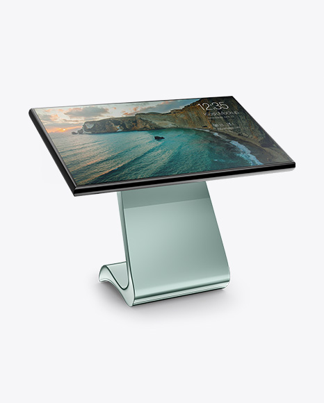 LCD Touch Screen Kiosk Mockup - Half Side View
