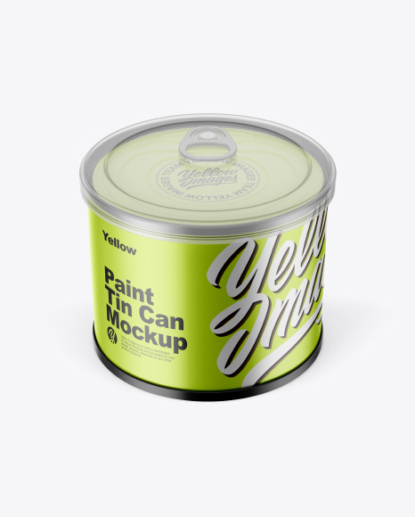 Metallic Tin Can with Transparent Cap Mockup - Front View (High Angle Shot)