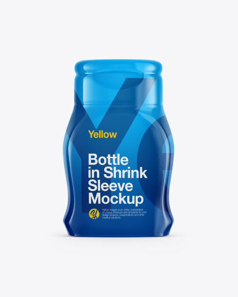 Plastic Bottle in Shrink Sleeve  Mockup - Front & Side Views
