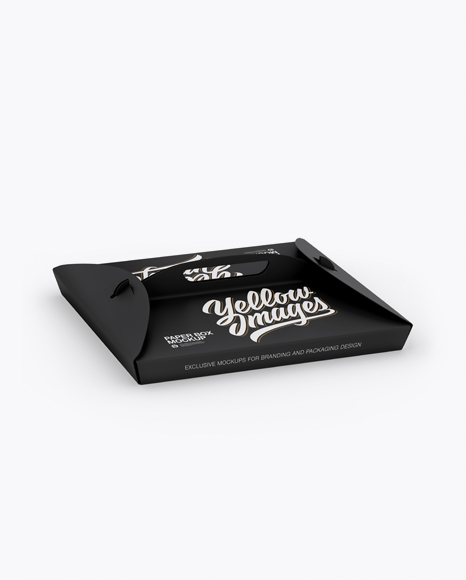 Matte Paper Box with Handle Mockup - Half Side View