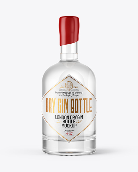 Dry Gin Bottle with Wooden Cap & Wax Mockup
