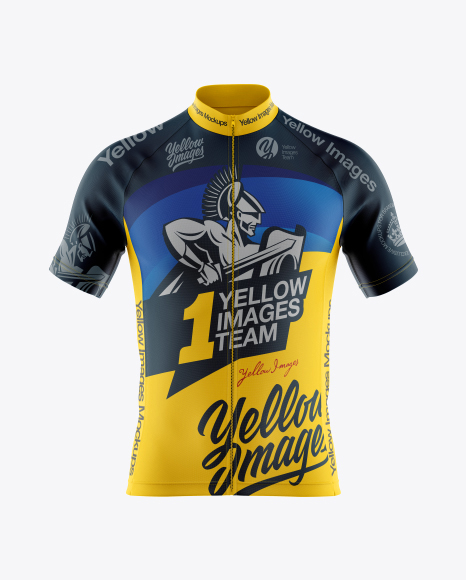 Men's Full-Zip Cycling Jersey Mockup - Front View