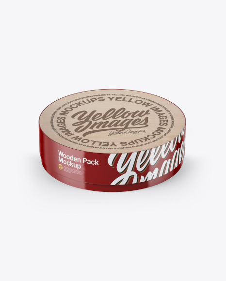 Wooden Round Pack Mockup - Front View (High-Angle Shot)