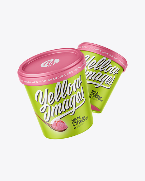 Two Matte Ice Cream Cups Mockup