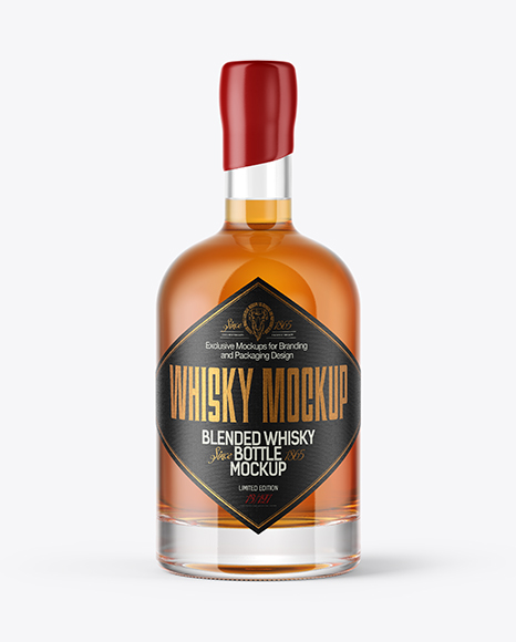 Whiskey Bottle with Wooden Cap & Wax Mockup