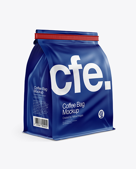 Matte Coffee Bag With Tin-Tie Mockup - Half Side View