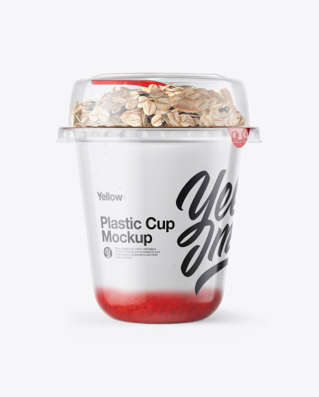 Cup with Strawberry Yogurt and Muesli Mockup