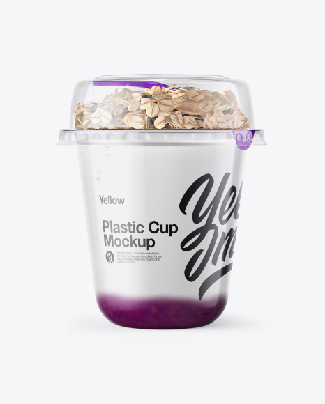 Cup with Blueberry Yogurt and Muesli Mockup