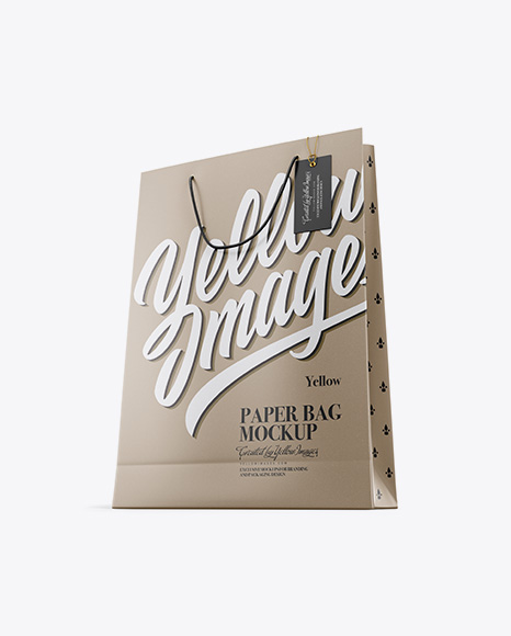 Karft Paper Bag w/ Label Mockup - Half Side View