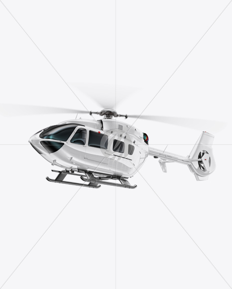 Flying Helicopter Mockup - Half Side View