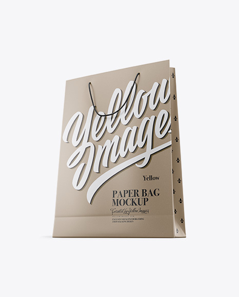 Kraft Paper Bag Mockup - Half Side View