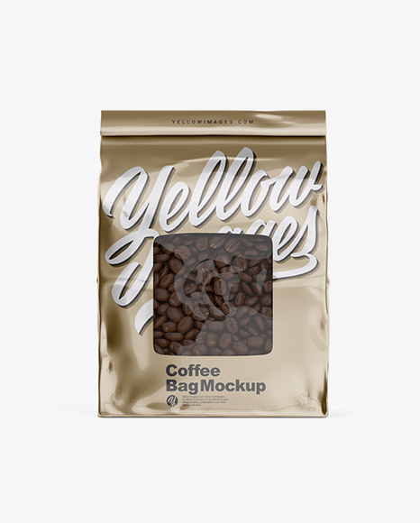 Metallic Coffee Bag Mockup - Front View