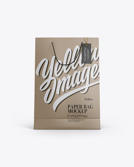 Kraft Paper Bag w/ Label Mockup - Front View