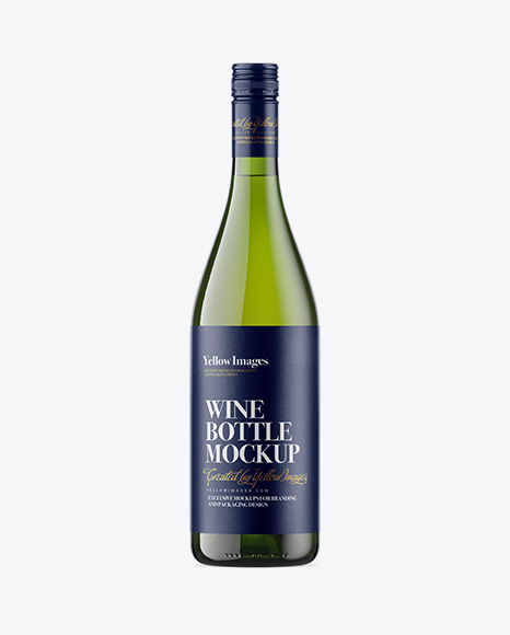Green Glass Bottle With White Wine Mockup