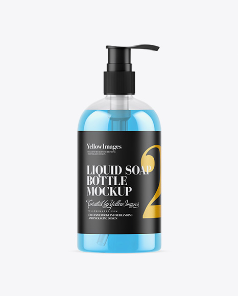 Clear Bottle with Liquid Soap Mockup