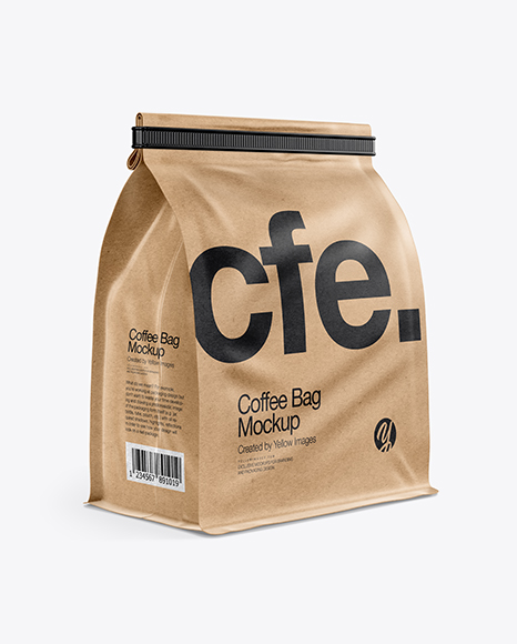 Kraft Paper Coffee Bag With Tin-Tie Mockup - Half Side View