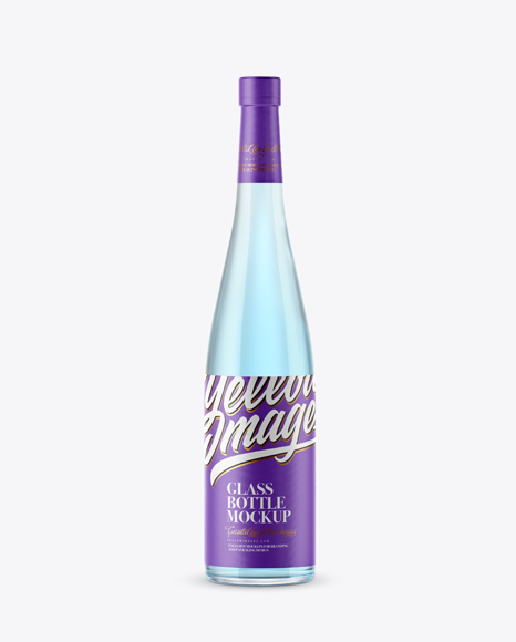 Clear Glass Bottle with Blue Gin Mockup