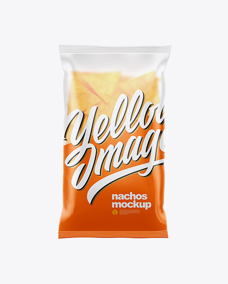 Matte Plastic Bag With Nachos Mockup