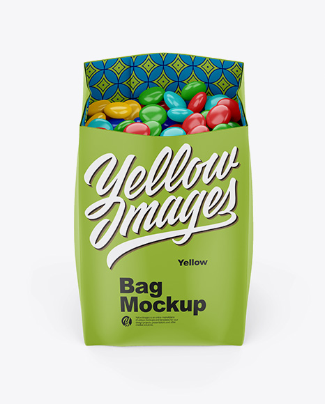 Matte Bag With Candies Mockup - Front View (High-Angle Shot)