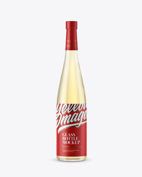 Clear Glass Bottle with White Wine Mockup