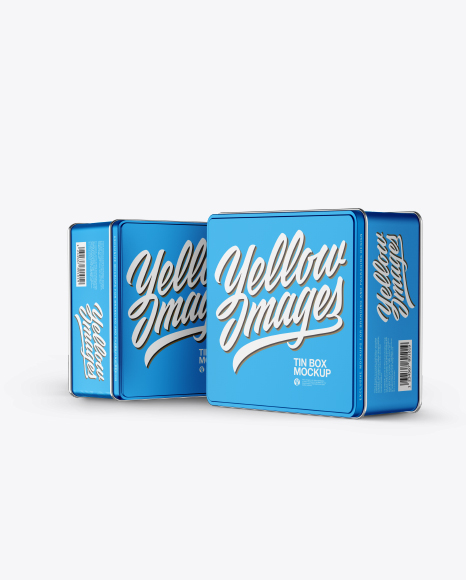 Two Metallic Tin Boxes Mockup