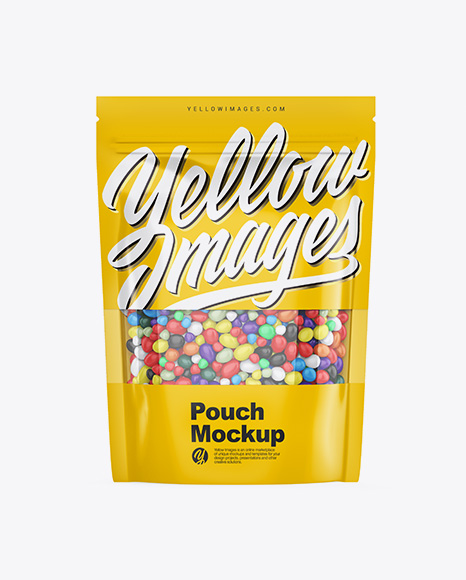 Matte Stand-Up Pouch With Candies Mockup - Front View