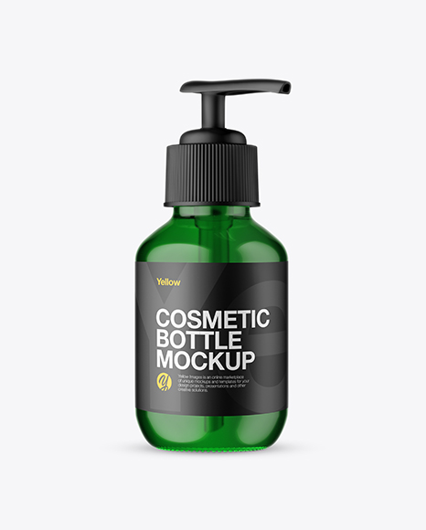 Blue Cosmetic Bottle with Pump Mockup