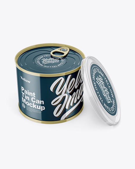 Glossy Tin Can with Transparent Cap Mockup - Front View (High Angle Shot)