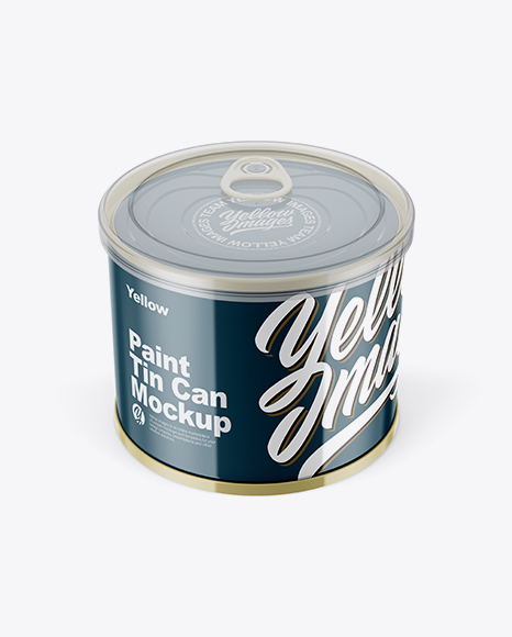 Glossy Tin Can with Transparent Cap Mockup - Front View (High Angle Shot)