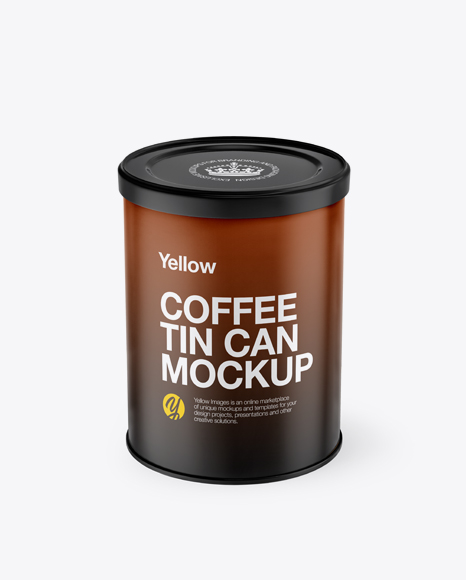 Coffee Tin Can Mockup - Front View (High-Angle Shot)