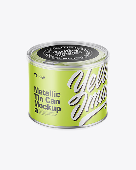 Metallic Tin Can with Transparent Cap Mockup  - Front View (High Angle Shot)